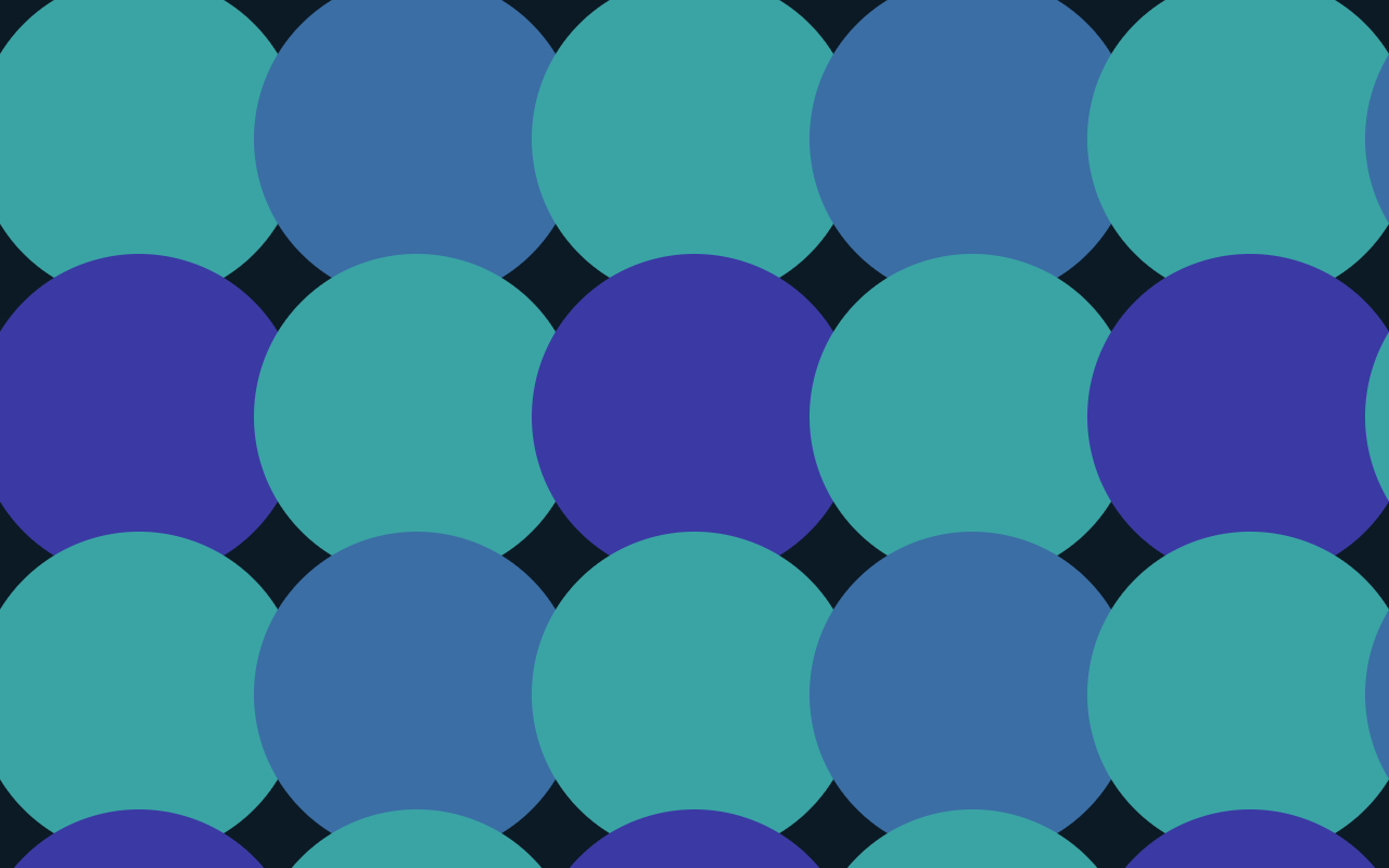 A tileable Tesser pattern of overlapping teal and blue circles on a navy field
